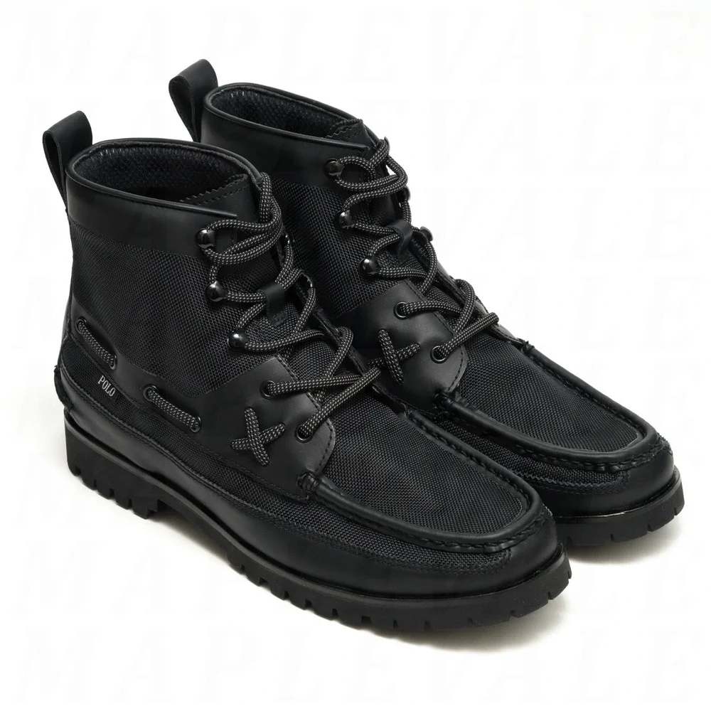 Polo Ralph Lauren Ranger Mid Ballistic Nylon Boots Men's Sz 9.5 Black Oxford NIB